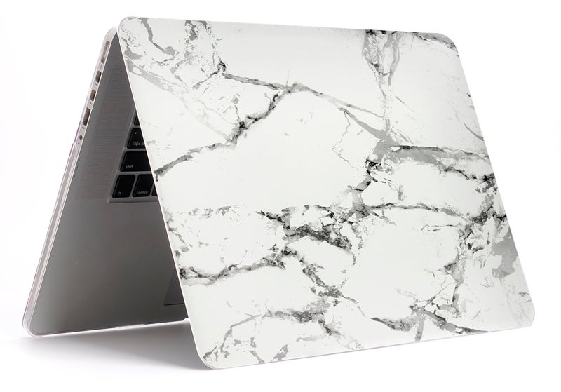 UESWILL Marble Pattern Smooth Hard Case Cover Compatible with MacBook Pro 15 inch with Retina Display (NO Touch Bar, NO CD-ROM) Model A1398 + Microfibre Cleaning Cloth, (White/Grey) - Image 5